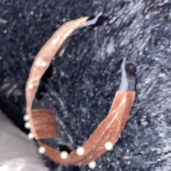 Fashion taupe brown velvet  pearl knot headband New - Picture 5 of 8